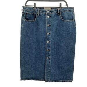 Everlane The Denim Pencil‎ Skirt Women's Size 32 Button Front Pockets